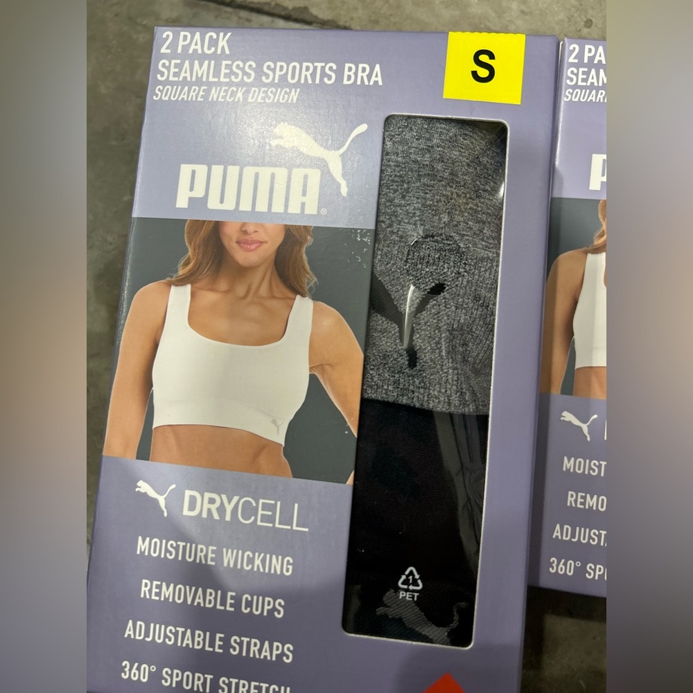 NIB PUMA Women’s 2 Pack Black/White Drycell Seamless Sports Bra - black/gray XL